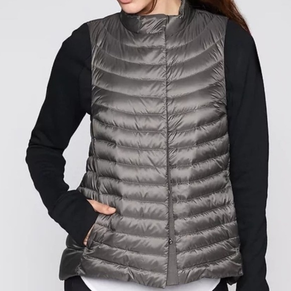 Athleta Downkind Down Puffer Vest in Silver Bells Gray - Picture 9 of 9